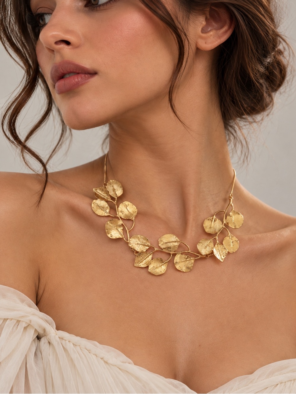 Gold Leaf Statement Necklace - Women Jewelry